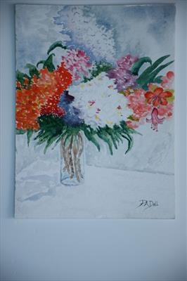 Vase of bright flowers