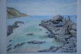 A Calm Sea - Storms River Mouth by Chubby-ArtStudio, Painting, Watercolour on Paper