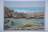A Rock Pool along Welsh Coast by Chubby-ArtStudio, Painting, Pastel & Watercolour