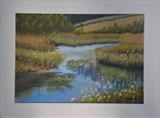 Blooms in a Wetland by Chubby-ArtStudio, Painting, Pastel on Board
