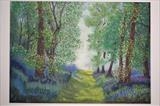 Blue Bells in the wood by Chubby-ArtStudio, Painting, Pastel on Paper