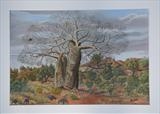 Boabab Tree - Africa's Tree of Life by Chubby-ArtStudio, Painting, Pastel on Paper