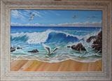 Gulls in the breakers by PADART, Painting, Acrylic on board