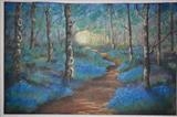 Short cut through the woods in Blue Bells season by Chubby-ArtStudio, Painting, Pastel on Paper