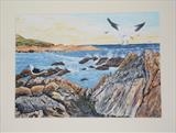 The Gulls waiting for the Turning Tide by Chubby-ArtStudio, Painting, Acrylic on paper